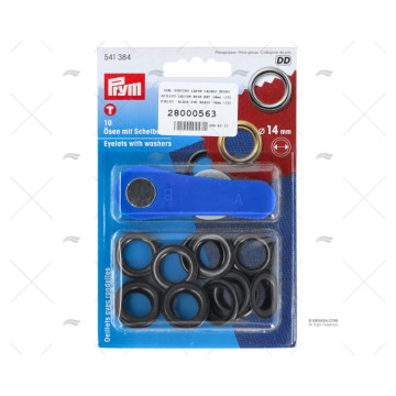 OJAL SURTIDO LATON LACADO NEGRO 14mm (10 PRYM