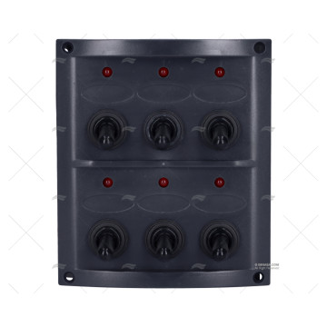 PANEL ELECTRICO 6 BOTONES 4-1/4" NEGRO CON LEDS