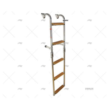 ESCALERA PLEGABLE INOX 5 PELDAÑOS EN TECA