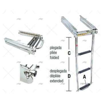 ESCALERA INOX AJUSTABLE CON CIERRE 3PELDAÑOS