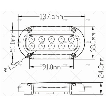 LUZ SUMERGIBLE ALARGADO LED SUPERFICIE INOX 10-30