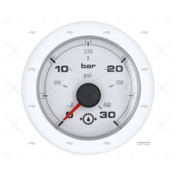 MANOMETRO OL 12/24V 30 BAR 52mm BLANCO