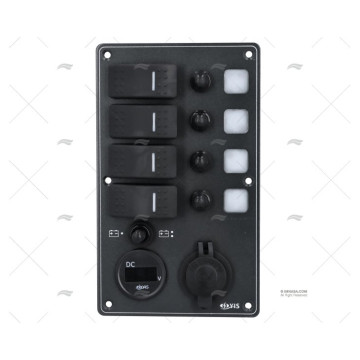 PANEL INT. 4P 12/24V 114x191x75mm USB+VL NEGRO