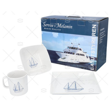 KIT VAJILLA MELAMINA SAILING 16pcs