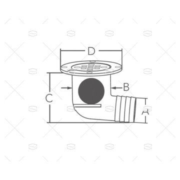 DESAGUE CODO 38mm 45º INOX 316 MARINE TOWN