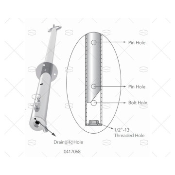 MASTIL ESQUI INOX 316 MARINE TOWN