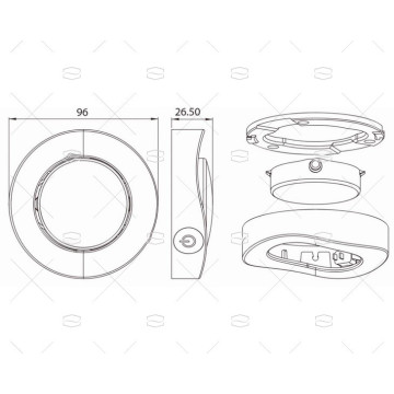 PLAFON BLANCO LUZ LED BLANCA / BLANCA Y ROJA MARINE TOWN