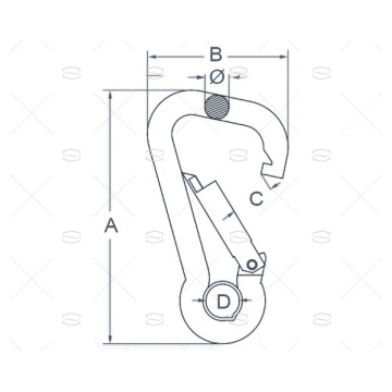 MOSQUETON CON ANILLA INOX-316 8mm