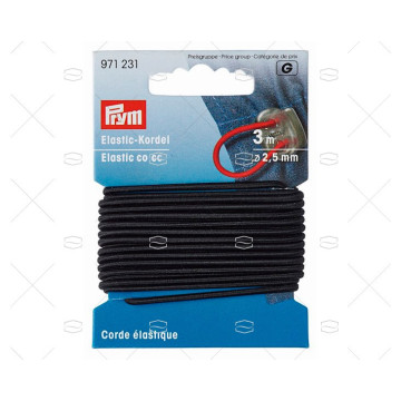 CORDON ELASTICO NEGRO DIAM 2.5mm PRYM