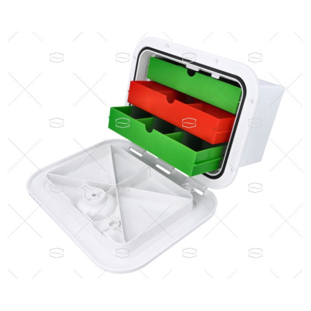 ARMARIO PESCA BLANCO 3 CONTENEDORES DE COLORES 280x375mm