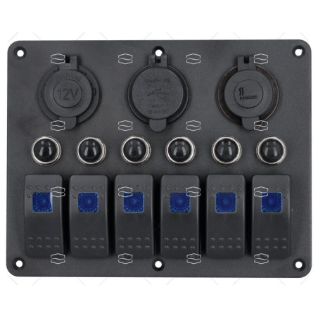 PANEL ELECTRICO 6 LED 12V ON/OFF VOLTIMETRO Y USB