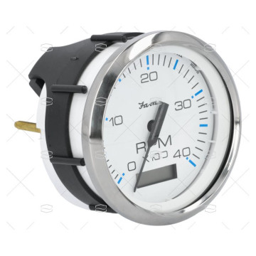TACOMETRO CON HOROMETRO 4000RPM BLANCO FARIA