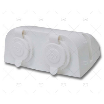 SOPORTE DOBLE TOMAS USB BLANCO