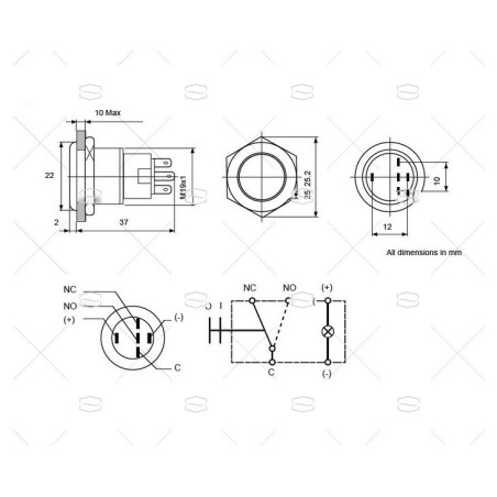 INTERRUPTOR Y PULSADOR CON LED AZUL BEP