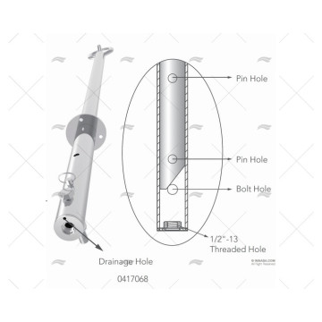 MASTIL ESQUI INOX 316 MARINE TOWN