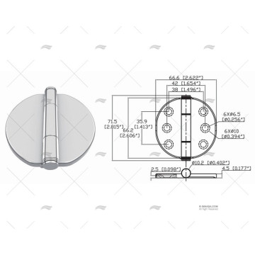 BISAGRA BUTTERFLY UP 66.2 x 66.6 mm INOX MARINE TOWN