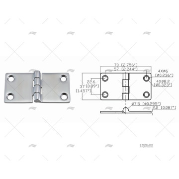 BISAGRA UP 37 x 70 mm INOX-316 MARINE TOWN