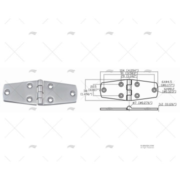 BISAGRA UP 38 x 104 mm INOX 316 MARINE TOWN