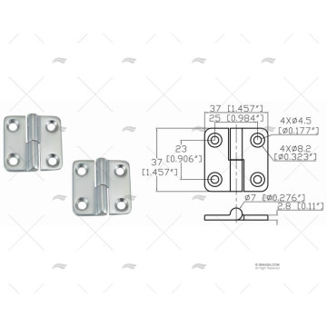 BISAGRA LEFT UP 37 x 37 mm INOX 316 MARINE TOWN